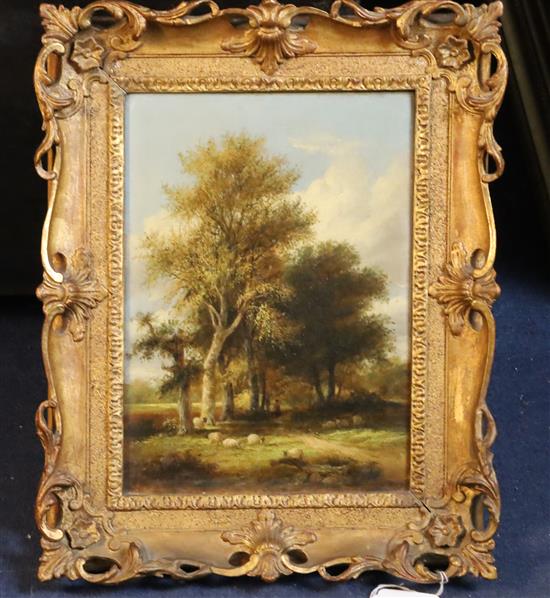 James Stark (1794-1859) Shepherd and flock in woodland 11.75 x 8.5in.